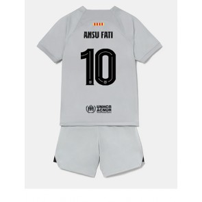 Barcelona Ansu Fati #10 kläder Barn 2022-23 Tredje Tröja Kortärmad (+ korta byxor)